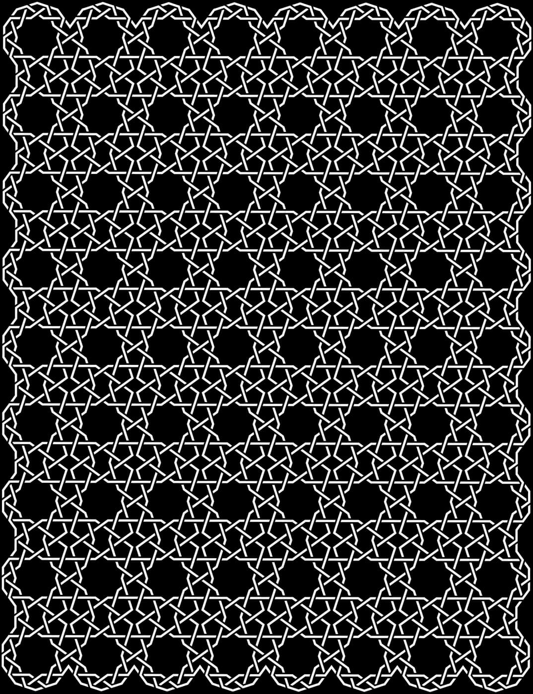 A field of black and white strapwork woven over and under itself; after the shrine of Khwaja Abdullah Ansari at Gazargah, Herat.