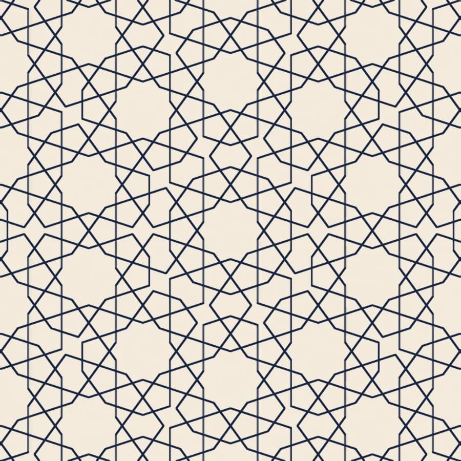 The Darb-e Imam strapwork drawn as fine ink lines on cream paper, the way a pen plotter draws it.